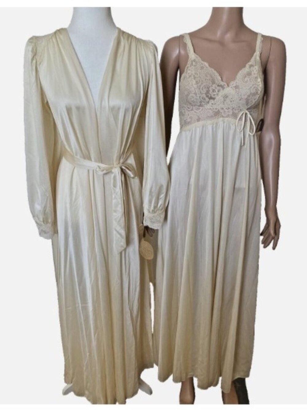 NWT OLGA CHAMPAGNE Peignoir Nightgown 9291 & Robe 9788 Set M / S